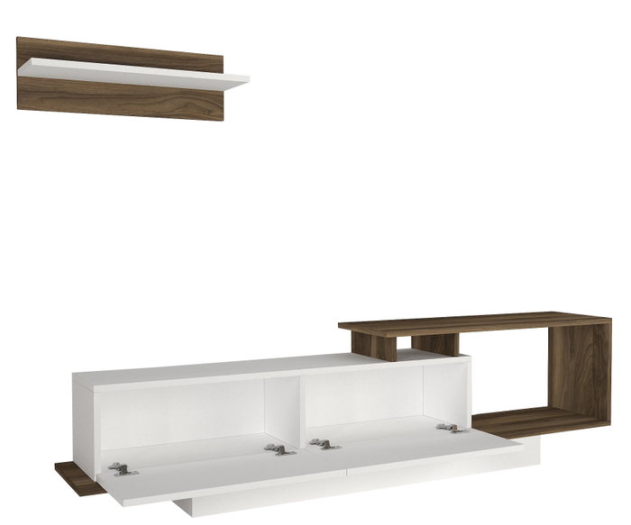 Hanah Home Asos Mueble de TV Blanco y Nogal Hanah Home Asos Mueble de TV Blanco y Nogal